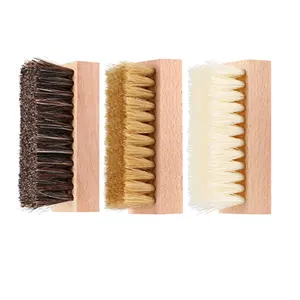 Factory Wholesale Customize Wood Brush Sneaker Shoes Mini Wooden Shoe Brush Horse Hair Sneaker Shoe Brush