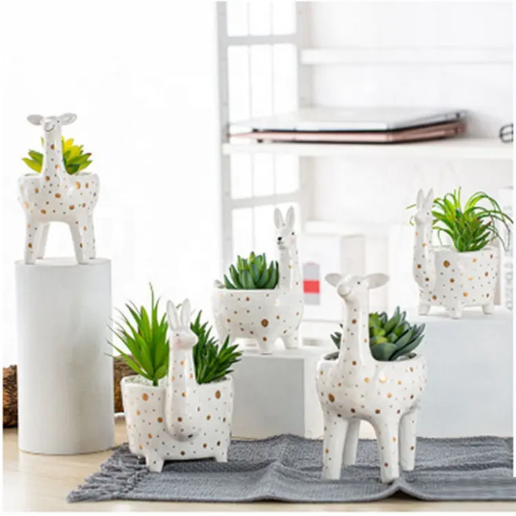 Instagram Nordic Creative Ceramic Animal Deer Succulent Flowerpot Decorating Living Room Home Decor