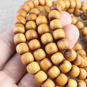 Perles de prière bouddhistes en bois de cyprès, 108 perles, forme baril, bijoux unisexes, haute teneur en huile, pour cérémonies religieuses - Product Image 3