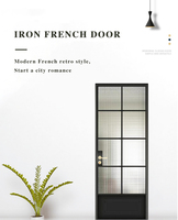 Porte française battante en aluminium et verre moderne de luxe, grande taille, qualité supérieure, pour villa