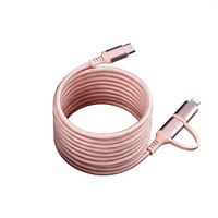 Kabel Pengisian Cepat 60W 2 in 1, Kabel Data Multi Pengisian Berbahan Nilon Kepang untuk Ponsel Tablet OEM ODM
