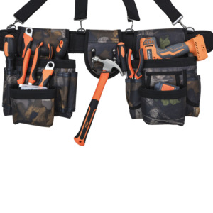 Sac de ceinture à outils robuste et imperméable avec bretelles rembourrées, organisateur multi-poches, pochette de taille et boucle pour marteau pour <span class=keywords><strong>charpentier</strong></span> OEM - Product Image 4