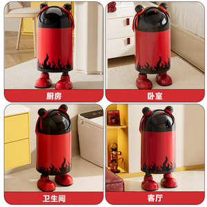 Nezha Robot Trash Can 16L Cylindrical Indoor With <b>Sliding</b> Lid For Living Room Kitchen - Product Image 5