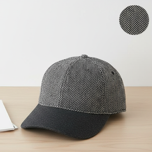 Lüks Özel Renk Bloklu Beyzbol Şapkası |   %10 Yün Dokumasız Karışım Siyah Gri Blok Unisex Şapka Markalama İçin Metal Logo Yaygın - Product Image 1