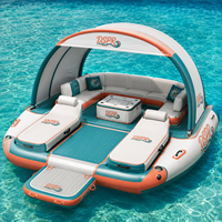 Île flottante gonflable pour les vacances et les loisirs, grand ponton rond pour la plage, le lac et les fêtes en plein air