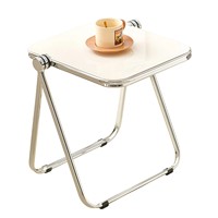 Klappbarer kleiner Couchtisch aus Acryl mit Metall-Eisenrahmen, schlicht, modern, nordisch, luxuriös, für Wohnzimmer, Zuhause, Möbel, Nachttisch