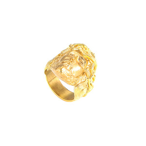 yunnique Men's Stainless Steel Gold Plated Face <b>Ring</b> Geometric Design Asymmetry Jewelry Gift - Product Image 5