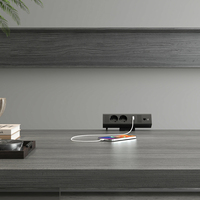 Multiprise de bureau OMNI 65W tout-en-un avec prises européennes, 2 ports USB-A, 1 port USB-C, courant nominal 16A pour la charge de plusieurs appareils, bureau