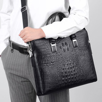 Sacs à main pour hommes en PU, sacoche de haute qualité pour hommes, sac d'affaires pour ordinateur portable, motif crocodile, sac bandoulière pour hommes, double fermeture éclair