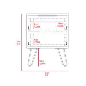 Nightstand With Hairpin Legs Two <b>Drawers</b> Black <b>Storage</b> Cabinet <b>For</b> Bedroom - Product Image 5