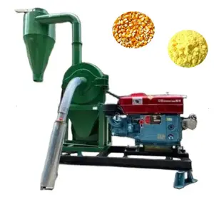 Otomatik besleme dizel motor mısır taşlama makinesi taneleri soya buğday değirmeni makinesi pirinç tozu un öğütme makinesi