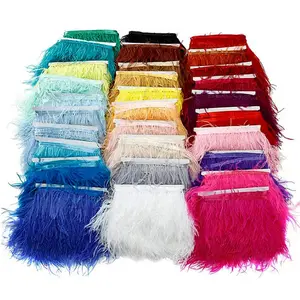 Wholesale Wedding Decor 10-15cm Lace Trimming Fringe Feathers Ribbon Ostrich Feather Trims for Sewing Dress Party Accessories