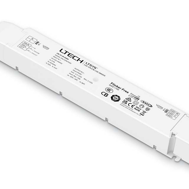 Ltech DALI DT8 LED Power Supply Constanly Voltage 75W 24V Flick Free Dual CCT Dimmable LED Driver LM-75-24-G2D2