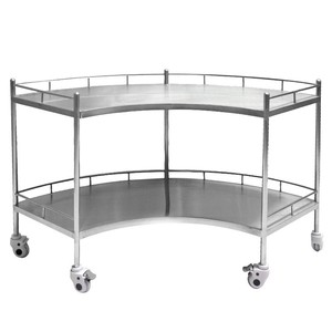 Chariot de laboratoire/hôpital Anderson en acier inoxydable en forme d'éventail 1200x860x460mm à 2 niveaux avec roues silencieuses - Product Image 2