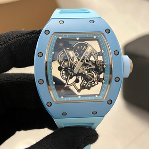 Reloj Automático de Cerámica Azul Claro Estilo RM 055 de Alta Calidad con Correa de Goma - Product Image 1
