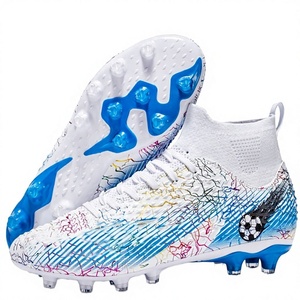 UNIKHAN - Tacos de Fútbol Personalizados Blancos y Azules Iridiscentes, Profesionales, AG/FG, Ligeros, Transpirables, de Alto Rendimiento - Product Image 4