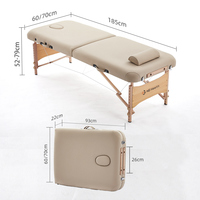 Table de massage pliable portable en bois de hêtre, hauteur réglable, cuir PU, éponge haute densité, lit de massage pour spa, physiothérapie, beauté