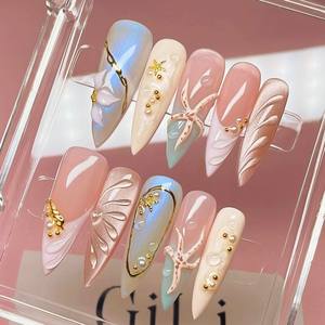 <span class=keywords><strong>Uñas</strong></span> Postizas Largas y Afiladas Estilo Y2K Hechas a Mano <span class=keywords><strong>con</strong></span> Brillantina y Diamantes de Imitación, Diseño Reutilizable, <span class=keywords><strong>Uñas</strong></span> a Presión - Product Image 2