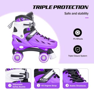 Pattini a rotelle in linea con 4 ruote lampeggianti in PU, taglia regolabile, molto venduti - Product Image 2