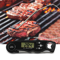 Termometer Digital lipat bahan baja tahan karat, termometer makanan & daging, penggunaan luar ruangan dapur LCD baja tahan karat 304 & Plastik
