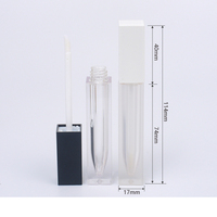 Tube carré vide pour gloss à lèvres de 7 ml, semi-transparent, avec bouchon noir, rose, blanc ou argenté, pour huile à lèvres et maquillage