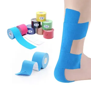 Bandages médicaux flexibles noirs pour mains d'entraînement de football coloré, rouleau synthétique pré-enroulé, bande de kinésiologie sportive