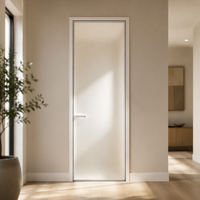 Porte battante en alliage d'aluminium, taille standard, panneau de séparation de salle de bain en verre dépoli, bordure décorative simple pour hôtel et villa