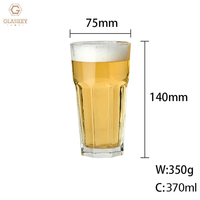 Tasse à bière en verre vintage en verre à bière hexagonale de 12oz 16 oz, tasses à bière en verre empilables transparentes pour congélateur