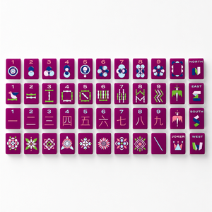 Juego de Mahjong de <span class=keywords><strong>Terciopelo</strong></span> Color Ciruela, Fichas Acrílicas Blancas con Cara Morada, 166 Piezas, Personalizable, Listo para OEM - Product Image 5