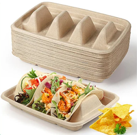 Boîtes à tacos en bagasse de canne à sucre biodégradables, jetables, micro-ondables et recyclables de haute qualité avec couvercle pour la restauration