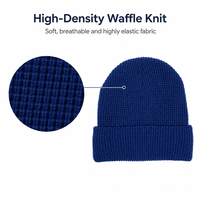 Bonnet en tricot gaufré haute densité avec logo personnalisé, double couche, revers plié, chaud pour l'hiver, élastique, pour fournisseur de chapeaux en gros