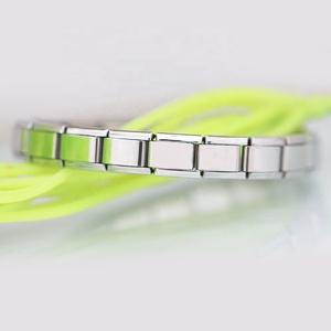 Acero inoxidable Composable Links 9mm Tamaño clásico Ajustable 18 Encantos Plata brillante En blanco Encantos italianos Pulsera de inicio - Product Image 5