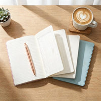 Carnet A6 à bords festonnés mignon en cuir PU pastel, journal personnalisé avec logo, pour les amateurs de papeterie esthétique