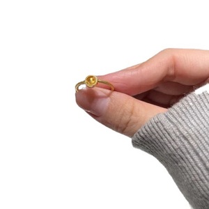 Zhou Family Gold Ball Ring 24K Plated Cat Eye Bead Women's Jewelry Gift Geometric Shape Bezel Setting - Product Image 5