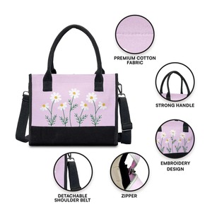 Bolsa de Compras de Lona Resistente y Reutilizable con Diseño Floral Morado de la Mejor Calidad, Ideal para Compras y Uso Diario, Disponible para la Venta - Product Image 4