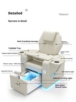 Fauteuil de pédicure en cuir réglable avec massage par vibration, bain à remous sans tuyauterie, système de jets, lampe LED 7 couleurs, pliable