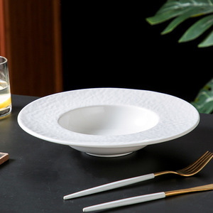Solid Color High-End Rock Pattern Ceramic <b>Plate</b> Luxury Western Food Pasta Soup <b>Plate</b> Solid Color Rock Pattern Straw Hat Hotel - Product Image 3