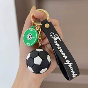 Creative Simulation Football Key Ring <b>Personality</b> 3d Rubber Football Player <b>Keychains</b> With Soft Cartoon Pvc Ball Keychain - Product Image 2