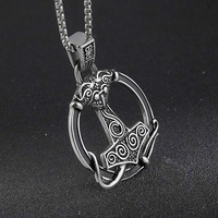 Nouveaux pendentifs vikings tendance de la mythologie nordique, totem de dragon, pendentif marteau de Thor, collier, accessoire viking