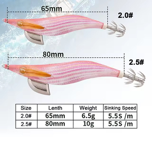 Señuelo de Pesca EGI-OH F para Calamar, Nuevo 2.0 #   2.5 #   3.0 #   3.5 #   Señuelo de Pesca Artificial de Camarón de Madera Súper Luminoso para Calamar - Product Image 2