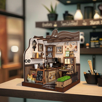 Nouveau design, puzzles en bois colorés découpés au laser 3D, kit de modèle de café rustique, kit de maison miniature à assembler soi-même, échelle 1:32