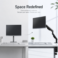 Bras de moniteur à ressort pour bureau à domicile, support de bureau ergonomique à bras unique, réglable en hauteur pour moniteur de 17 à 32 pouces, blanc