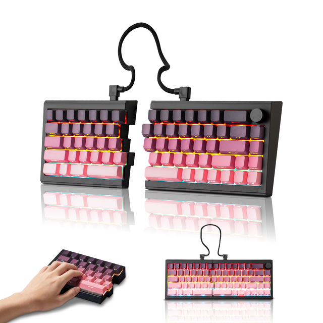ZORNHER ST68 Pink Split Mechanical Gaming Keyboard-2.4GHz Wireless RGB Backlit USB Type-C Hot-Swap Programmable Gaming/Office