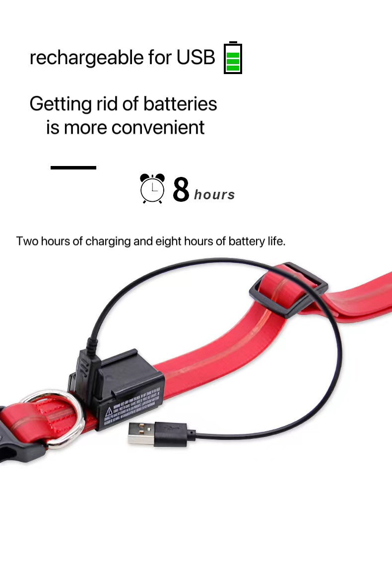 Reflective Night USB Led Dog Pet Collar Leashes Light Up Safety Night Glow Reflecting Product