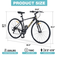 Vélo de route ZUKKA 700C pour adultes, 7 vitesses, vélo de route hybride unisexe avec cadre en alliage et freins à étrier, plusieurs couleurs