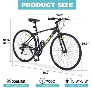 Bicicleta de Carretera ZUKKA 700C para Adultos, 7 Velocidades, Bicicleta Híbrida Unisex con Cuadro de Aleación y <span class=keywords><strong>Frenos</strong></span> de Caliper, Múltiples Colores - Product Image 4