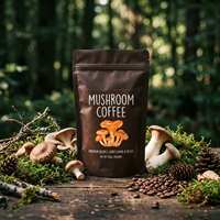 Poudre de café instantané aux champignons en gros OEM, mélange d'herbes Reishi et Crinière de lion, faible acidité, boisson naturelle à base d'extraits végétaux pour la concentration, 180g