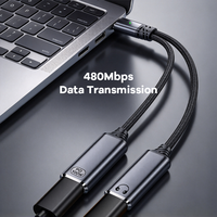 PD 100W Adaptor Pengisi Daya Audio Tipe C Ganda Kabel Pemisah USB-C dengan Mikrofon & Kontrol Kabel untuk Komputer Paduan Aluminium Suara Hi-Fi