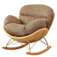 Fauteuil à bascule Tenghang Tendance Orange Hermès en tissu technique motif pied-de-poule, rembourré en coton et lin, doux et confortable