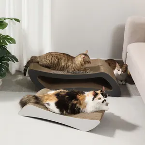 Salon de griffoir de chat en carton de grande taille 2-en-1 de qualité en gros